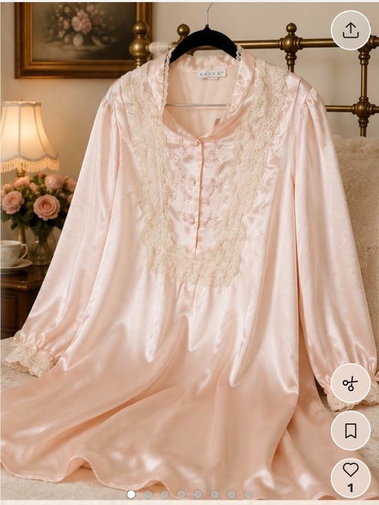 Kayser Other - VintageSatin Lace-Trim Nightgown in Blush Pink